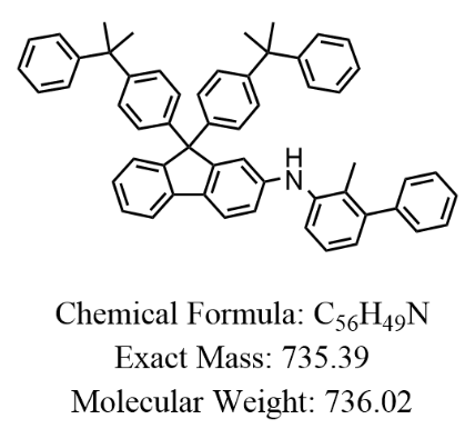 N-(2-methyl-[1,1'-biphenyl]-3-yl)-9,9-bis(4-(2-phenylpropan-2-yl)phenyl)-9H-fluoren-2-amine structure